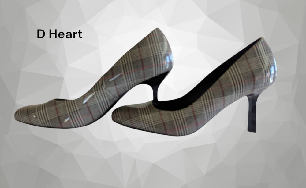 "D Heart" Women's faux patent leather houndstooth high heel shoe  Sz 9